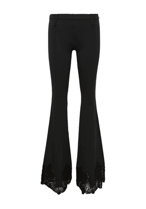 pushBUTTON lace-hem flared trousers - Black