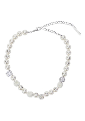 SHUSHU/TONG beaded rhinestone necklace - White