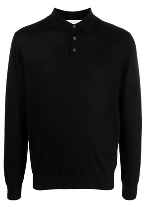 Cruciani fine-knit long-sleeved polo shirt - Black