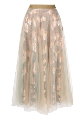 Talbot Runhof tulle-overlay midi skirt - Silver
