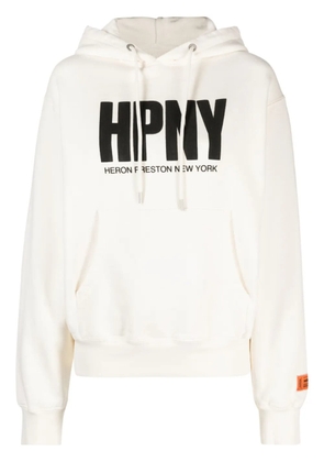 Heron Preston logo-print cotton hoodie - White