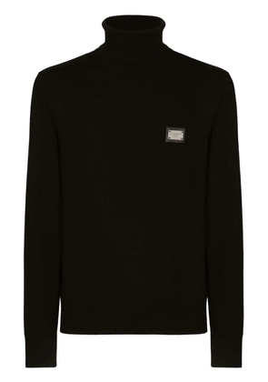 Dolce & Gabbana logo-tag roll-neck wool jumper - Black