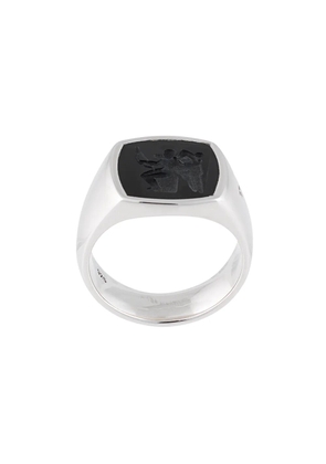 Tom Wood Cushion Eros onyx ring - Silver