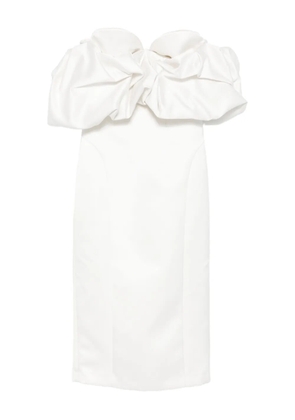 Elisabetta Franchi off-shoulder puff-sleeve midi dress - White