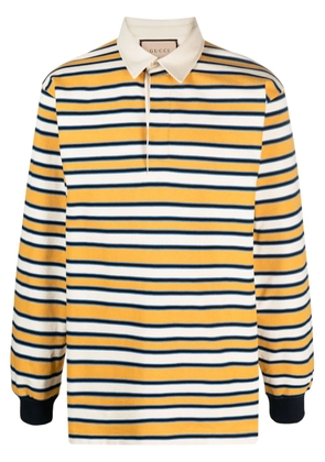 Gucci logo-print striped polo shirt - Yellow