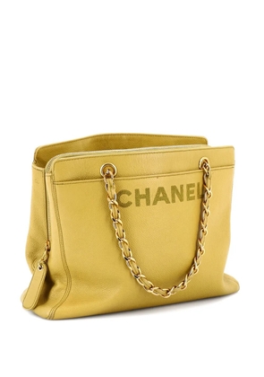 CHANEL Pre-Owned Logo Chain Caviar Medium tote bag - Yellow