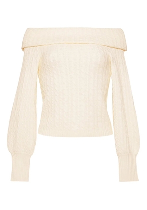 Cara Cara off-shoulder cable-knit top - White