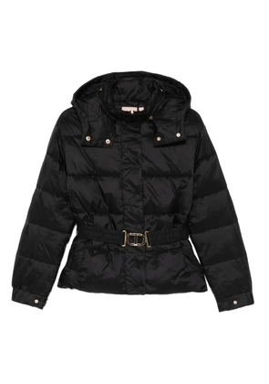 TWINSET hooded belted puffer jacket - Black
