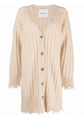 HERSKIND Base distressed ribbed cardi-coat - Neutrals