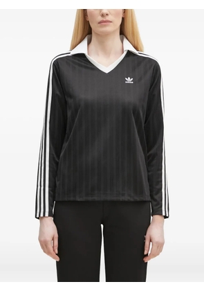 adidas three-stripe V-neck polo top - Black