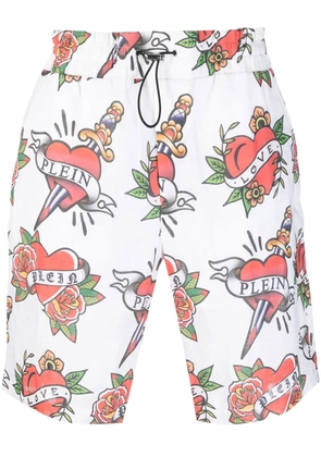 Philipp Plein Love linen shorts - White