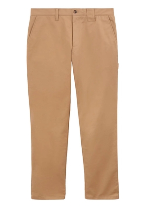Burberry logo-tag cotton straight-leg trousers - Neutrals
