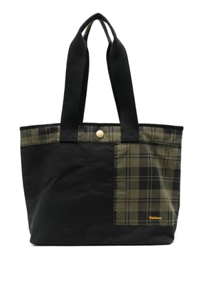 Barbour tartan-print panelled tote bag - Black