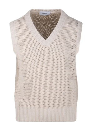 Lardini V-neck open-knit sweater - Neutrals
