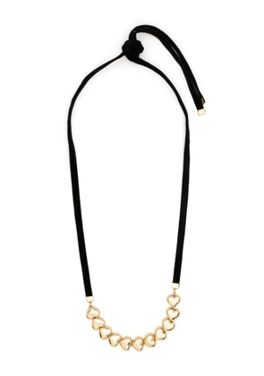 NUMBERING heart-beads velvet necklace - Gold
