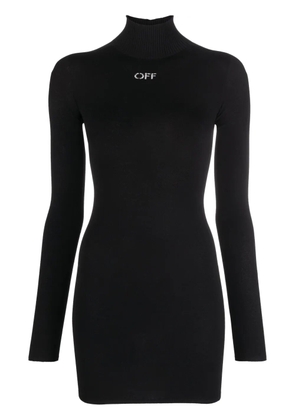 Off-White logo-embellished roll-neck shirt dress - Black