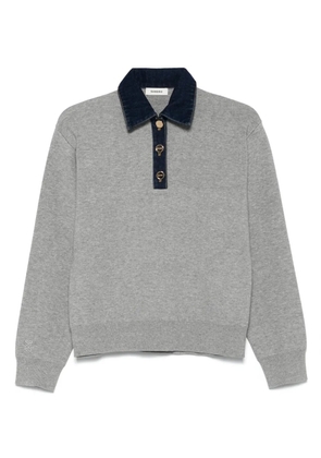 SANDRO denim-trim polo top - Grey