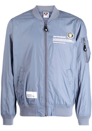 AAPE BY *A BATHING APE® logo-print zip-up bomber jacket - Blue