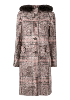 Cinzia Rocca plaid-check print hooded coat - Brown