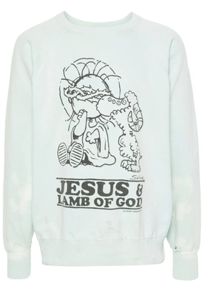 SAINT MXXXXXX slogan-print cotton sweatshirt - Blue