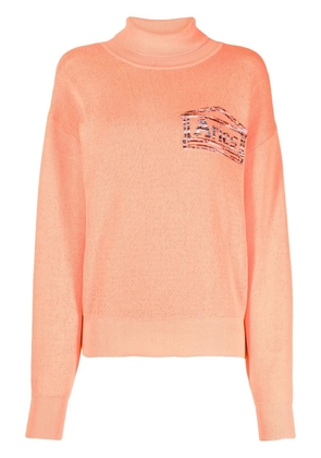 Aries logo-print roll-neck jumper - Orange