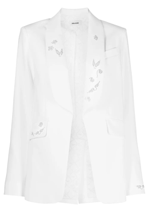 Zadig&Voltaire rhinestone-embellished shawl-lapel blazer - White
