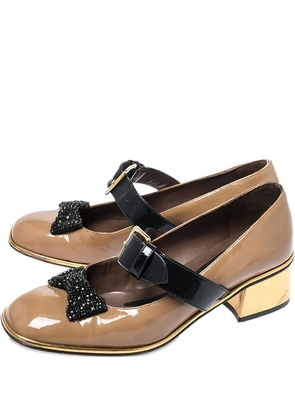 Marni Pre-Owned 40mm bow-detail patent-leather pumps - Brown