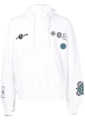 Facetasm embroidered drawstring-fastening hoodie - White