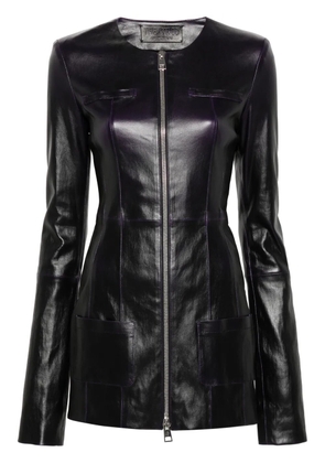 The Attico zip-up leather jacket - Black