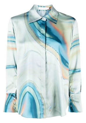 Simkhai Elika marble-print shirt - Green