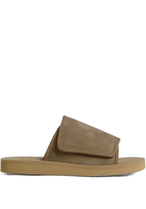 Suicoke x Thisisneverthat suede-leather strap slides - Brown