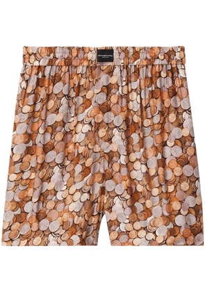 Alexander Wang coin-print elasticated shorts - Brown