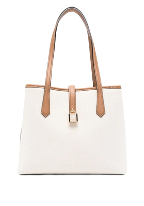 Karl Lagerfeld padlock leather-trimmed tote bag - Neutrals