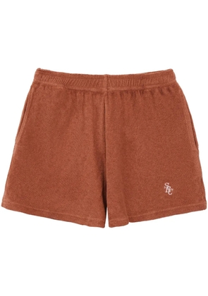 Sporty & Rich logo-embroidered towelling-finish shorts - Orange