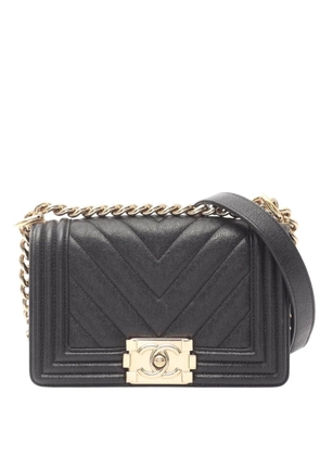 CHANEL Pre-Owned 2019 Small Chevron Lambskin Boy Flap satchel - Black