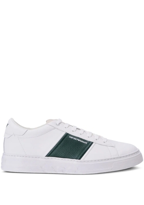 Emporio Armani logo-print low-top leather sneakers - White