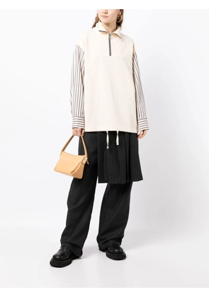 Goen.J Striped poplin layered shirt-sweatshirt - White