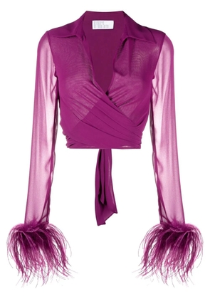 Giuseppe Di Morabito cropped feather-trim blouse - Purple