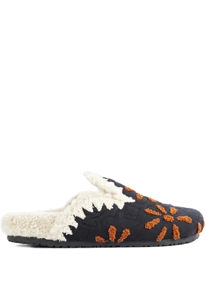 Baziszt Nours floral-embroidered slippers - Black