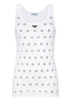 Prada triangle-logo eyelets tank top - White