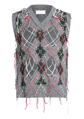 Maison Margiela cut-out intarsia-knit vest - Grey