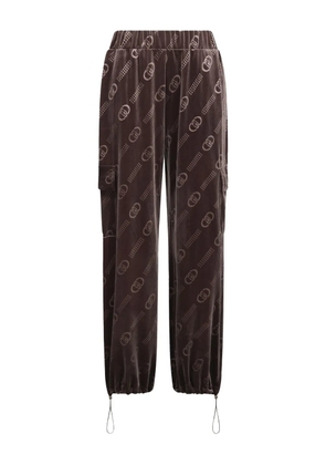 LIU JO logo-pattern elastic-cuff trousers - Brown