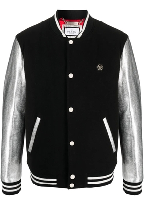Philipp Plein metallic effect-sleeves bomber jacket - Black