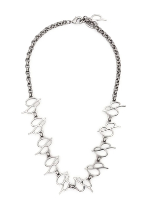Blumarine logo-lettering polished-finish necklace - Silver