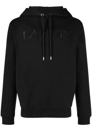 Lanvin logo-embroidered cotton hoodie - Black