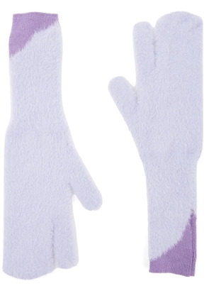 MM6 Maison Margiela two-tone faux-fur gloves - Purple