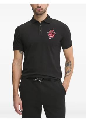 Karl Lagerfeld logo-embroidered polo shirt - Black