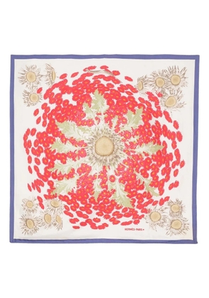 Hermès Pre-Owned 1985 Fleurs et Carlines silk scarf - White