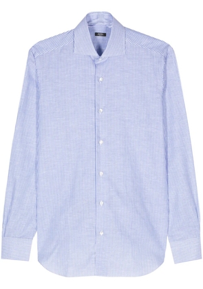 Barba striped linen cotton shirt - Blue