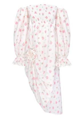 Sleeper Atlanta rose-print linen dress - White